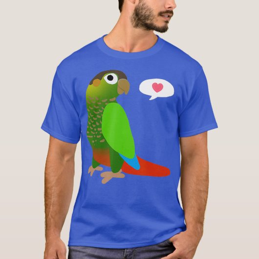 ハートおもしろいシャツのオウム付き緑の頬のコンキュア Tシャツ (正面)