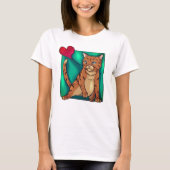 ハートおもしろいバルーン付き猫 Tシャツ (正面)