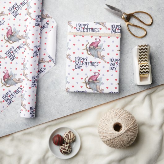 ハートおもしろいバレンタイン格言パターン ラッピングペーパー (クラフト)