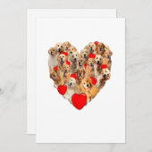 ハートおもしろいラブゴールデンレトリエバーバレンタインデー 案内状 (正面/裏面)