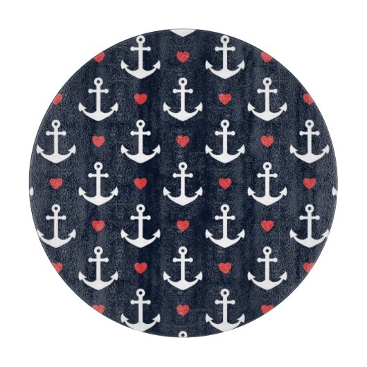 ハートおよびいかりパターン カッティングボード (正面)