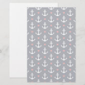 ハートおよびいかりパターン 便箋 (正面/裏面)