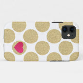 ハートおよびカスタムな色のはっきりしたなグリッターの金ゴールドの点 Case-Mate iPhoneケース (裏面(横))