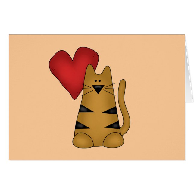 ハートおよびストライプのな猫のTシャツおよびギフト (正面横)