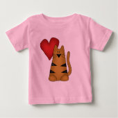 ハートおよびストライプのな猫のTシャツおよびギフト ベビーTシャツ (正面)