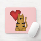 ハートおよびストライプのな猫のTシャツおよびギフト マウスパッド (マウス)