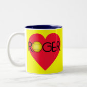 ハートおよびテニス・ボールを持つロジャー ツートーンマグカップ (左)