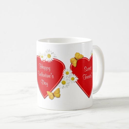ハートおよびデイジーのバレンタインの菓子の御馳走マグ コーヒーマグカップ (正面右)