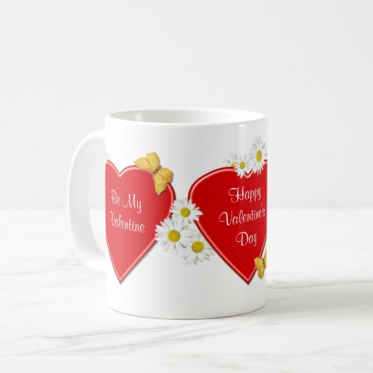 ハートおよびデイジーのバレンタインの菓子の御馳走マグ コーヒーマグカップ (正面左)
