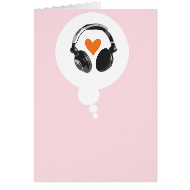 ハートおよびヘッドホーンが付いている思考の泡 (正面)