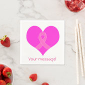 ハートおよびリボン乳がんチャリティーデザイン スタンダードカクテルナプキン (インサイチュ)