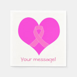ハートおよびリボン乳がんチャリティーデザイン スタンダードカクテルナプキン