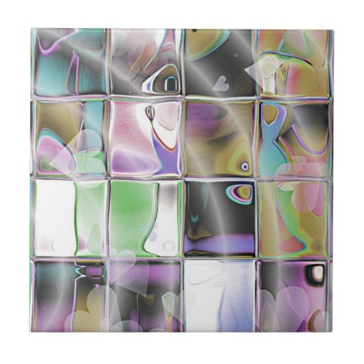 ハートおよびリングのユニークでカラフルなセラミックタイル タイル (正面)