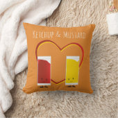 ハートおよび単語のケチャップそしてマスタード クッション (ブランケット)