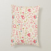 ハートおよび唇を搭載するロマンチックなパターン アクセントクッション (裏面(縦))