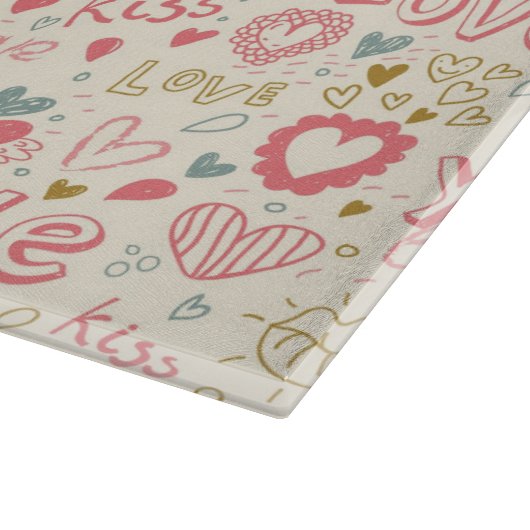 ハートおよび唇を搭載するロマンチックなパターン カッティングボード (角)