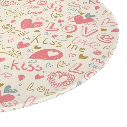 ハートおよび唇を搭載するロマンチックなパターン カッティングボード (角)