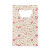 ハートおよび唇を搭載するロマンチックなパターン クレジットカード栓抜き (裏面)