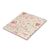 ハートおよび唇を搭載するロマンチックなパターン タイル (側面)