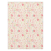 ハートおよび唇を搭載するロマンチックなパターン テーブルクロス (正面)