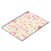 ハートおよび唇を搭載するロマンチックなパターン ノートブック (左側)