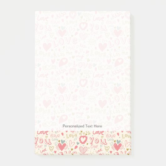 ハートおよび唇を搭載するロマンチックなパターン ポストイット (正面)