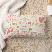 ハートおよび唇を搭載するロマンチックなパターン ランバークッション (ブランケット)