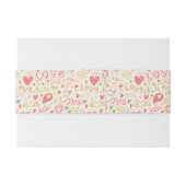 ハートおよび唇を搭載するロマンチックなパターン 招待状ベリーバンド (裏面例)