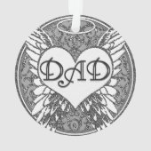ハートおよび天使の翼が付いているパパの記念物 オーナメント (裏面)
