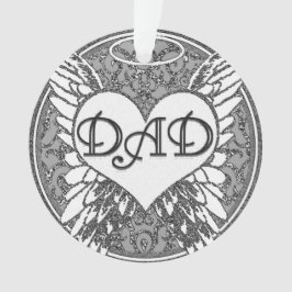 ハートおよび天使の翼が付いているパパの記念物 オーナメント