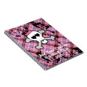 ハートおよび弓とのピンクのどくろ印 ノートブック (右側)