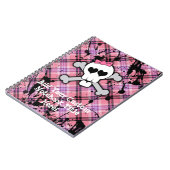 ハートおよび弓とのピンクのどくろ印 ノートブック (左側)