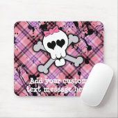 ハートおよび弓とのピンクのどくろ印 マウスパッド (マウス)