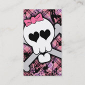 ハートおよび弓とのピンクのどくろ印 名刺 (裏面)