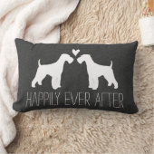 ハートおよび文字が付いているAiredaleテリアのシルエット ランバークッション (ブランケット)