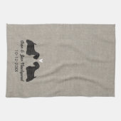 ハートおよび文字が付いているSealyhamテリアのシルエット キッチンタオル (横)