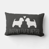 ハートおよび文字が付いているWestieのシルエット ランバークッション (裏面)