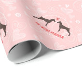 ハートおよび文字を持つ（犬）ドーベルマン・ピンシェルのバレンタイン ラッピングペーパー (ロールコーナー)