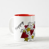 ハートおよび星のハッピーバレンタインデーのマグ ツートーンマグカップ (正面左)