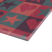 ハートおよび星パターンピンク カッティングボード (角)