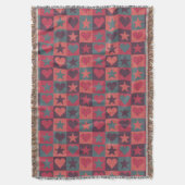 ハートおよび星パターンピンク スローブランケット (正面縦)