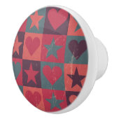 ハートおよび星パターンピンク セラミックノブ (右)