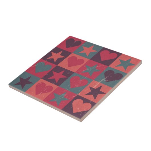 ハートおよび星パターンピンク タイル (側面)