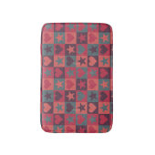 ハートおよび星パターンピンク バスマット (正面縦)