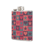 ハートおよび星パターンピンク フラスク (左)