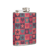 ハートおよび星パターンピンク フラスク (右)