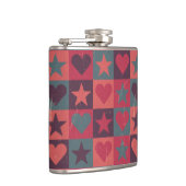 ハートおよび星パターンピンク フラスク (右)