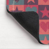 ハートおよび星パターンピンク マウスパッド (コーナー)