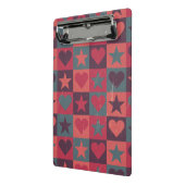 ハートおよび星パターンピンク ミニクリップボード (アングル2)