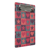 ハートおよび星パターンピンク ミニクリップボード (アングル)